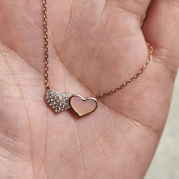 Two Hearts Rose Gold Necklace - Picture 3 of 5